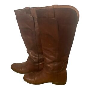 Frye Brown Leather Melissa Wide Calf Boots